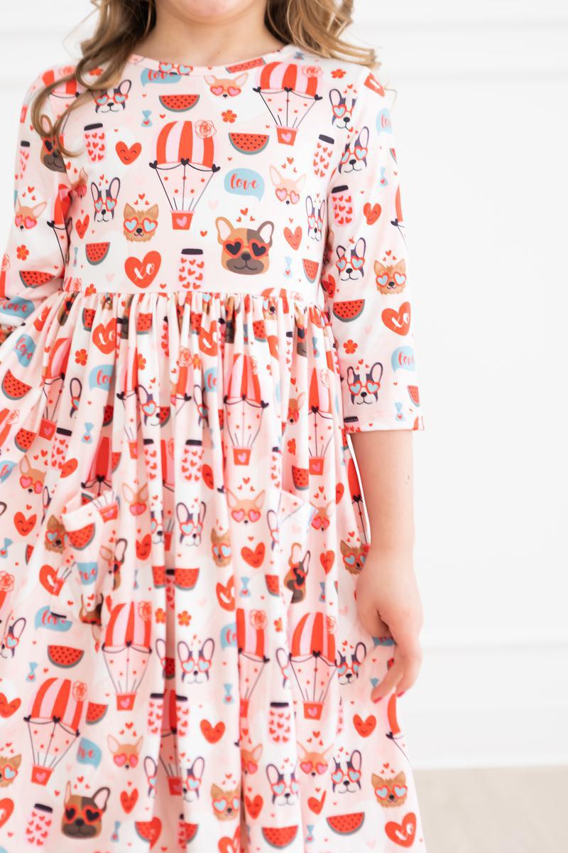 Puppy Love Three Quarter Sleeve Pocket Twirl Dress Mila Rose Mila & Rose ® Everetts Place: Online Boutique
