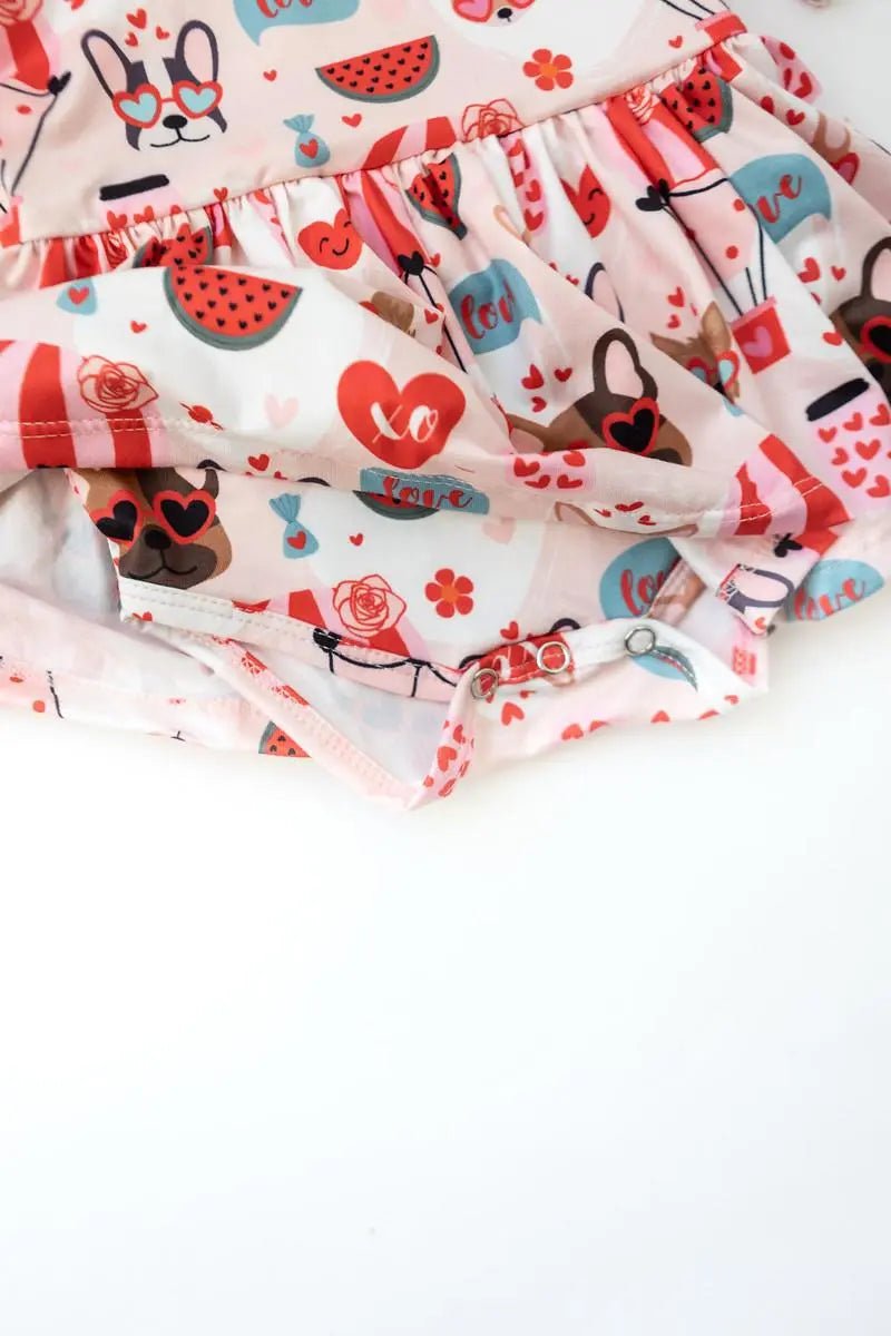 Mila & Rose ® Puppy Love Twirl Bodysuit Three Quarter Sleeve Baby - Everetts Place Boutique - 