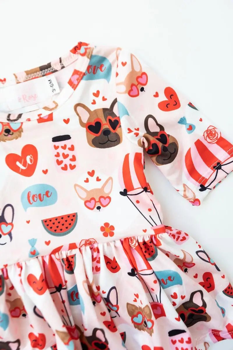 Mila & Rose ® Puppy Love Twirl Bodysuit Three Quarter Sleeve Baby - Everetts Place Boutique - 