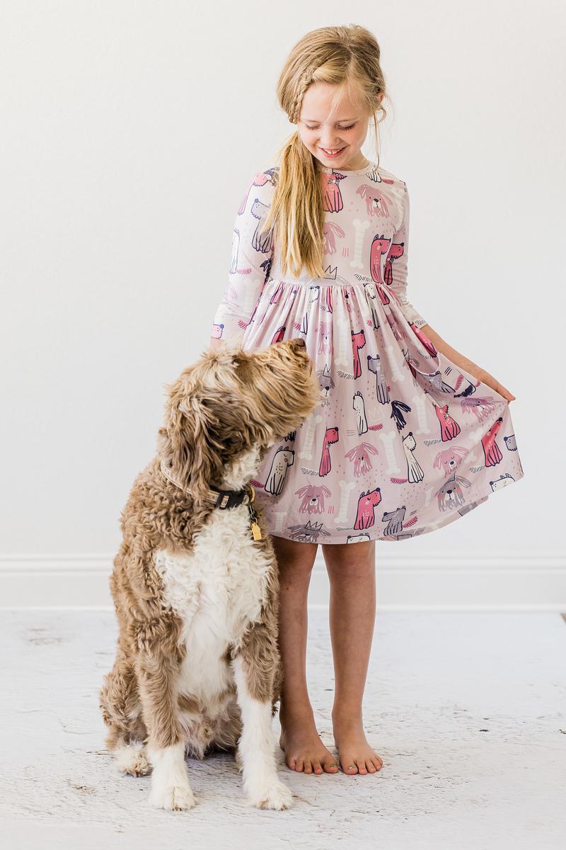 Puppy Party Three Quarter Sleeve Pocket Twirl Dress Mila & Rose ® Everetts Place: Online Boutique