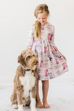Puppy Party Three Quarter Sleeve Pocket Twirl Dress Mila & Rose ® Everetts Place: Online Boutique