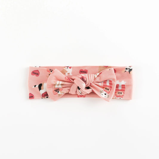 Pups And Kisses Bow Headband Pink For Baby 6 Months Dreamlet Everetts Place: Online Boutique