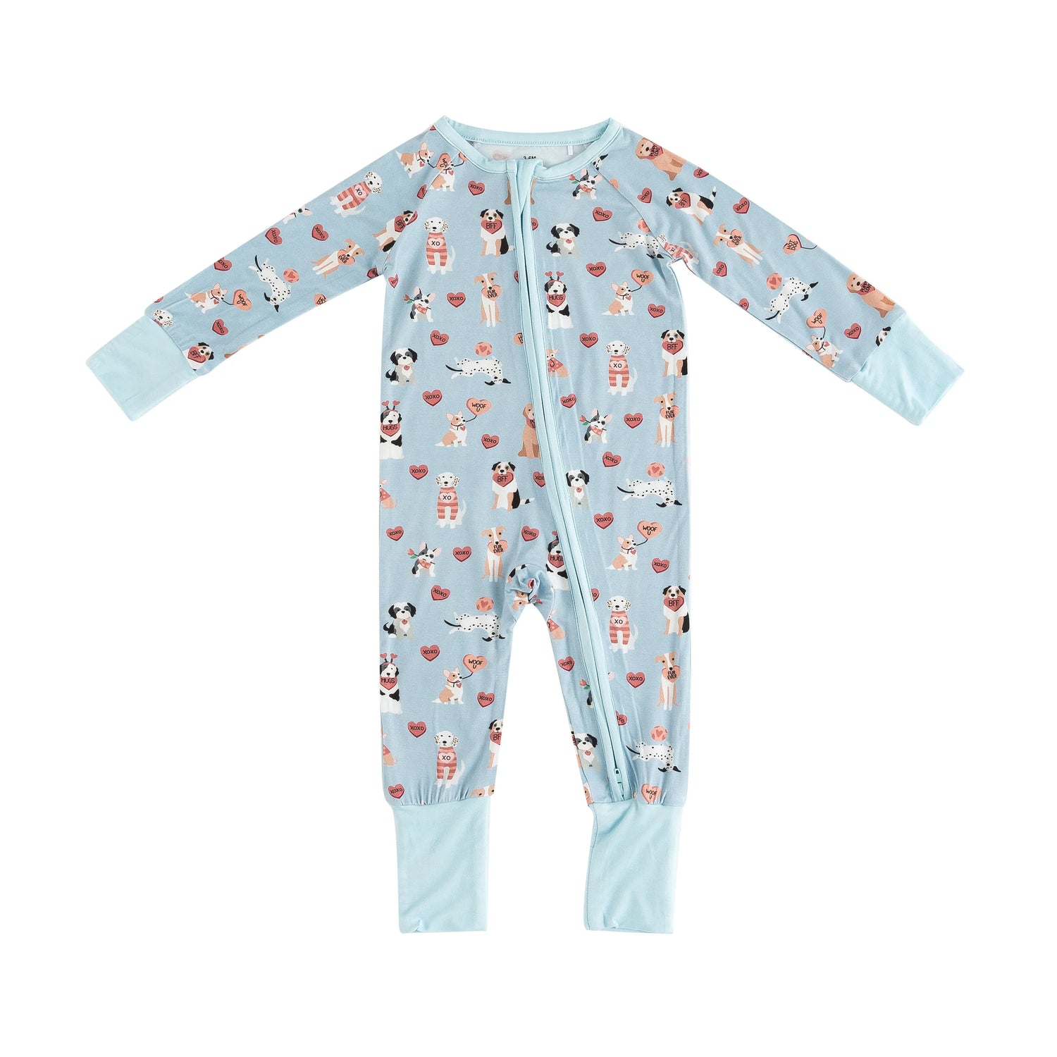 Dreamlet Pups And Kisses Convertible Zip Footies Blue Dreamlet - Apparel & Accessories > Clothing > Baby & Toddler Clothing > Baby & Toddler Sleepwear Convertible Zip Footies