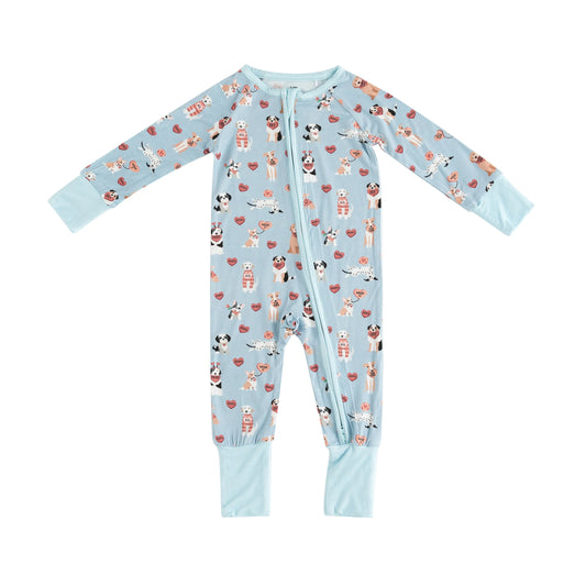 Pups And Kisses Convertible Zip Footies Blue Dreamlet Dreamlet Everetts Place: Online Boutique