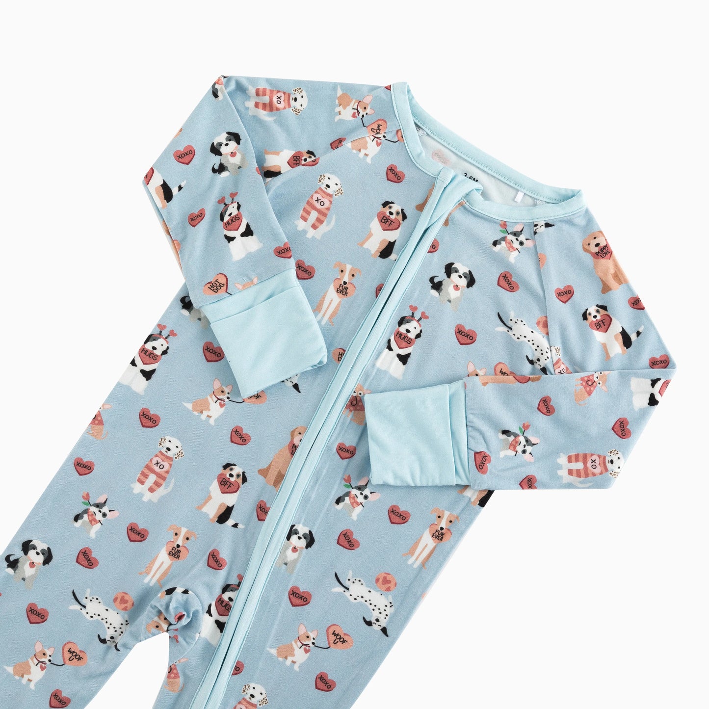 Pups And Kisses Convertible Zip Footies Blue Dreamlet Dreamlet Everetts Place: Online Boutique