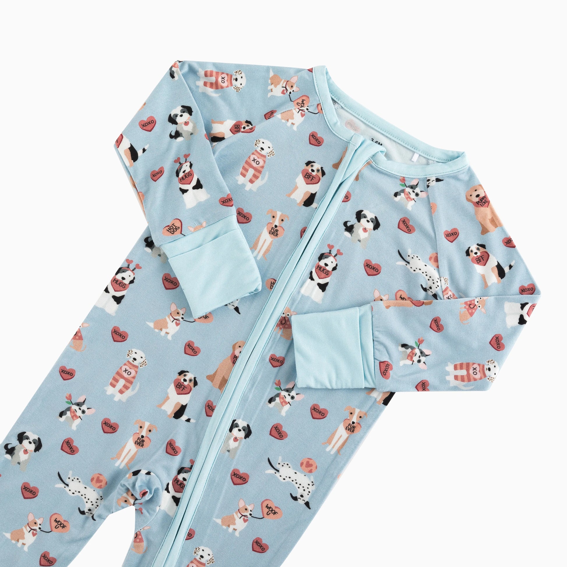 Pups And Kisses Convertible Zip Footies Blue Dreamlet Dreamlet Everetts Place: Online Boutique