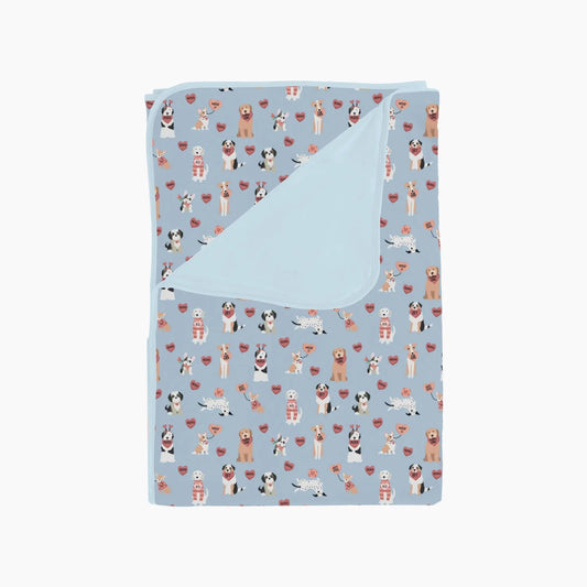 Pups And Kisses Dream Blanket Blue Soft Breathable Dreamlet Everetts Place: Online Boutique