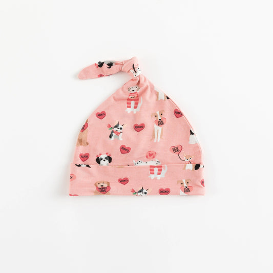 Pups And Kisses Knotted Hat Pink Baby Beanie 0 To 6 Months Dreamlet Everetts Place: Online Boutique