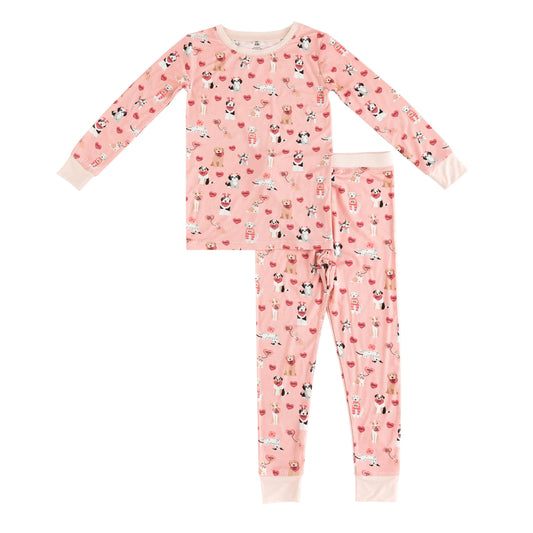 Pups And Kisses Womens Pajama Set Pink Dreamlet Two Piece Dreamlet Everetts Place: Online Boutique