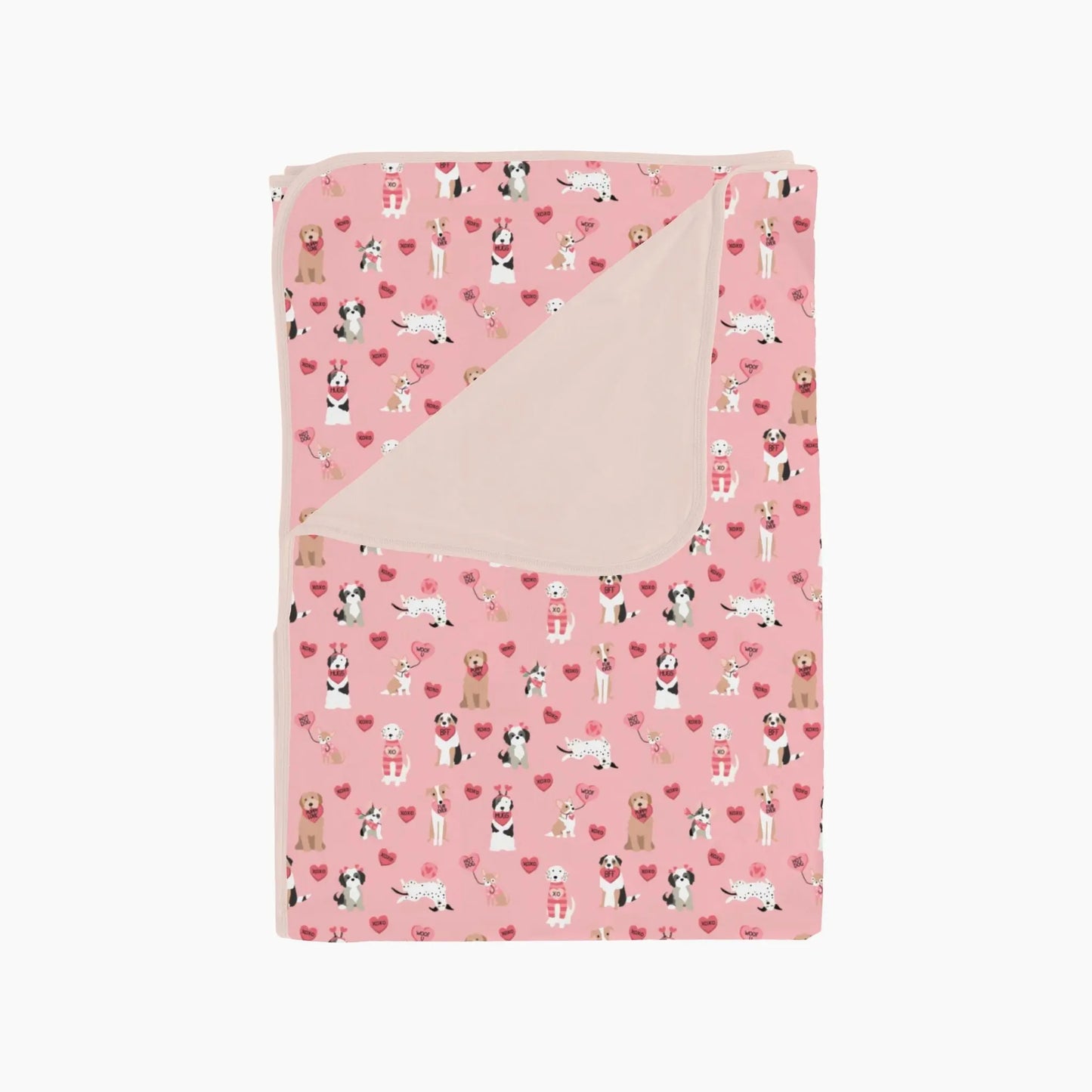 Pups and Kisses Dream Blanket Pink Soft Bamboo Fabric Dreamlet Everetts Place: Online Boutique