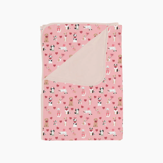 Pups and Kisses Dream Blanket Pink Soft Bamboo Fabric Dreamlet Everetts Place: Online Boutique