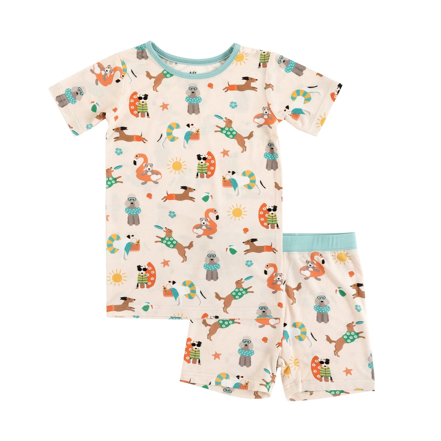 Pups in the Sun Short Pajama Set Beach Day Print for Kids Dreamlet Everetts Place: Online Boutique