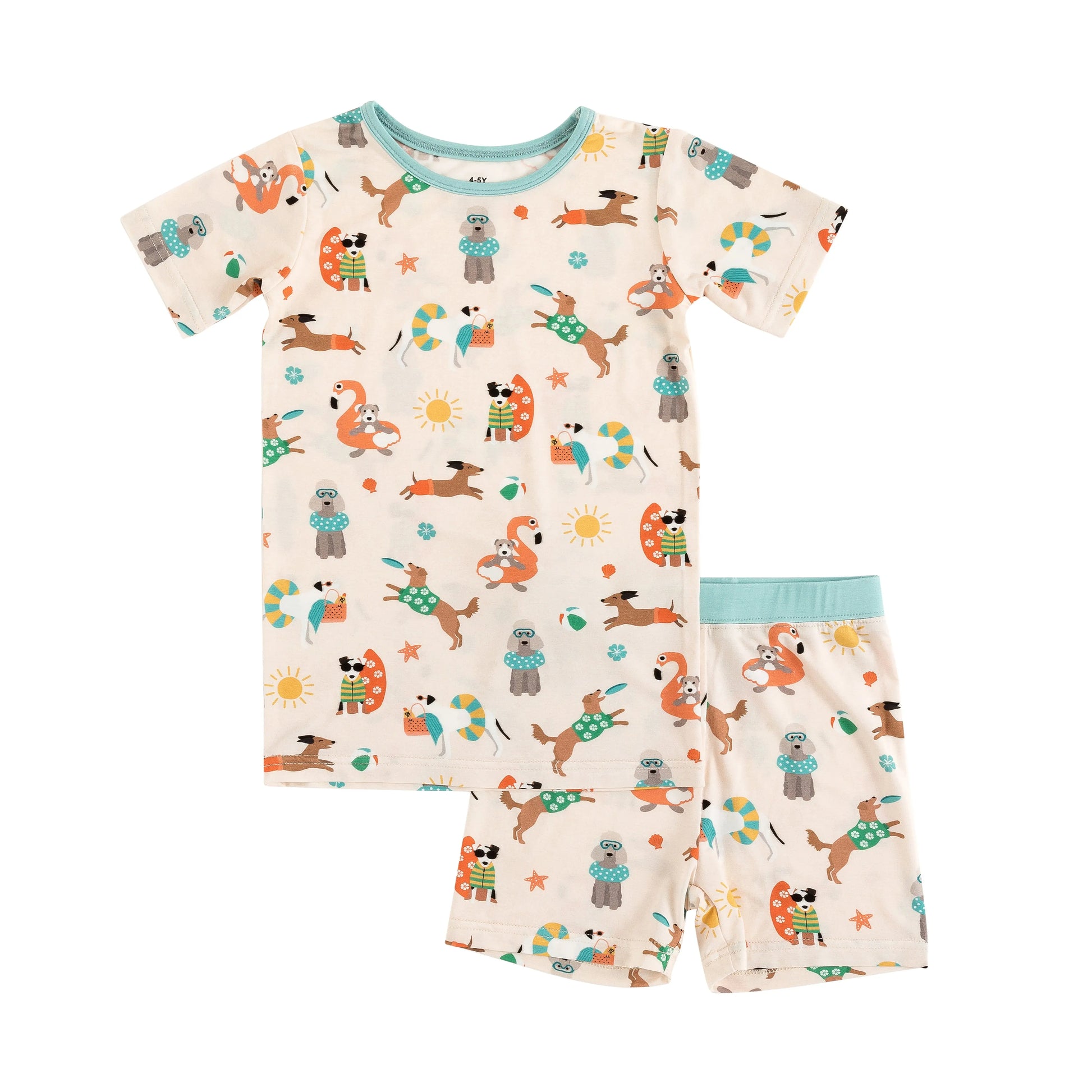 Pups in the Sun Short Pajama Set Beach Day Print for Kids Dreamlet Everetts Place: Online Boutique