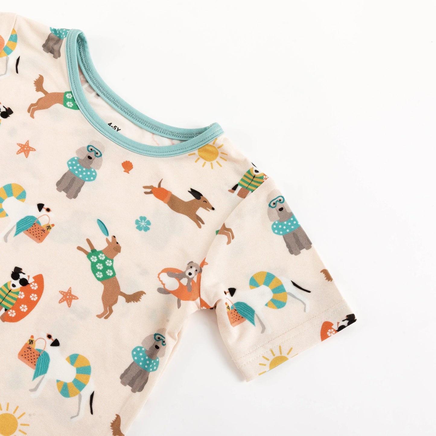 Pups in the Sun Short Pajama Set Beach Day Print for Kids Dreamlet Everetts Place: Online Boutique