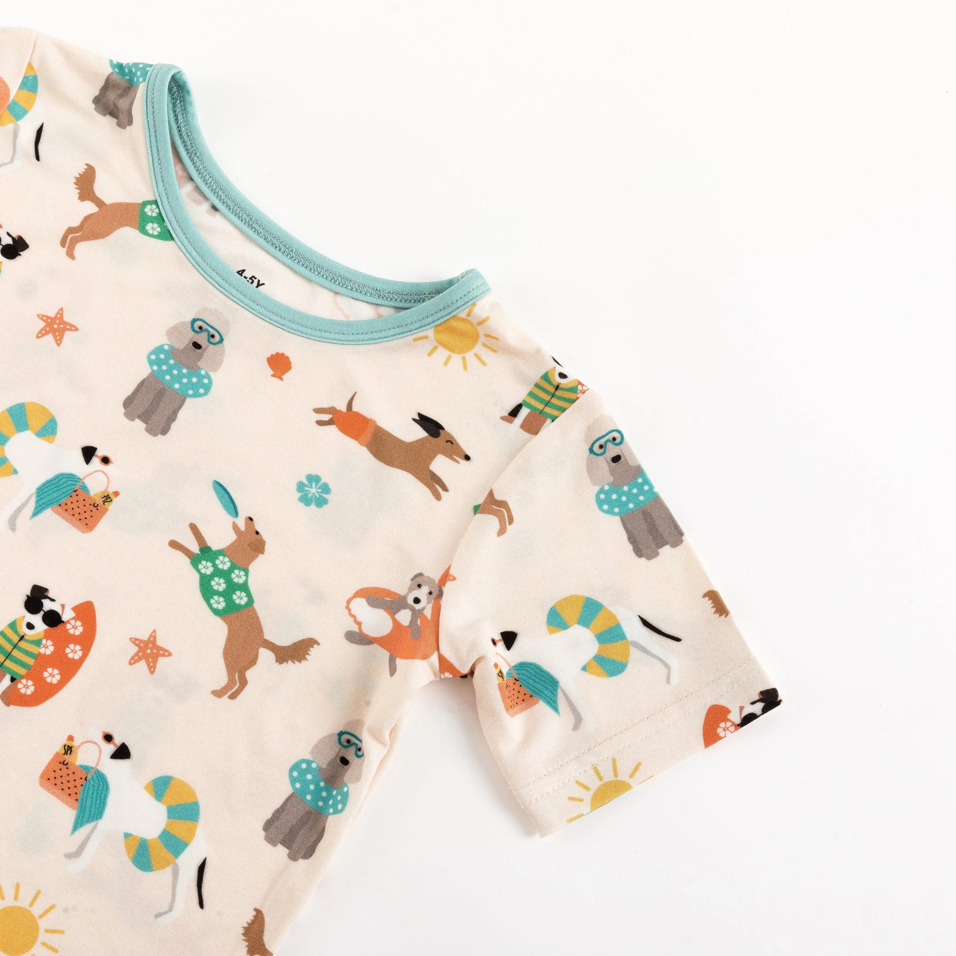 Pups in the Sun Short Pajama Set Beach Day Print for Kids Dreamlet Everetts Place: Online Boutique