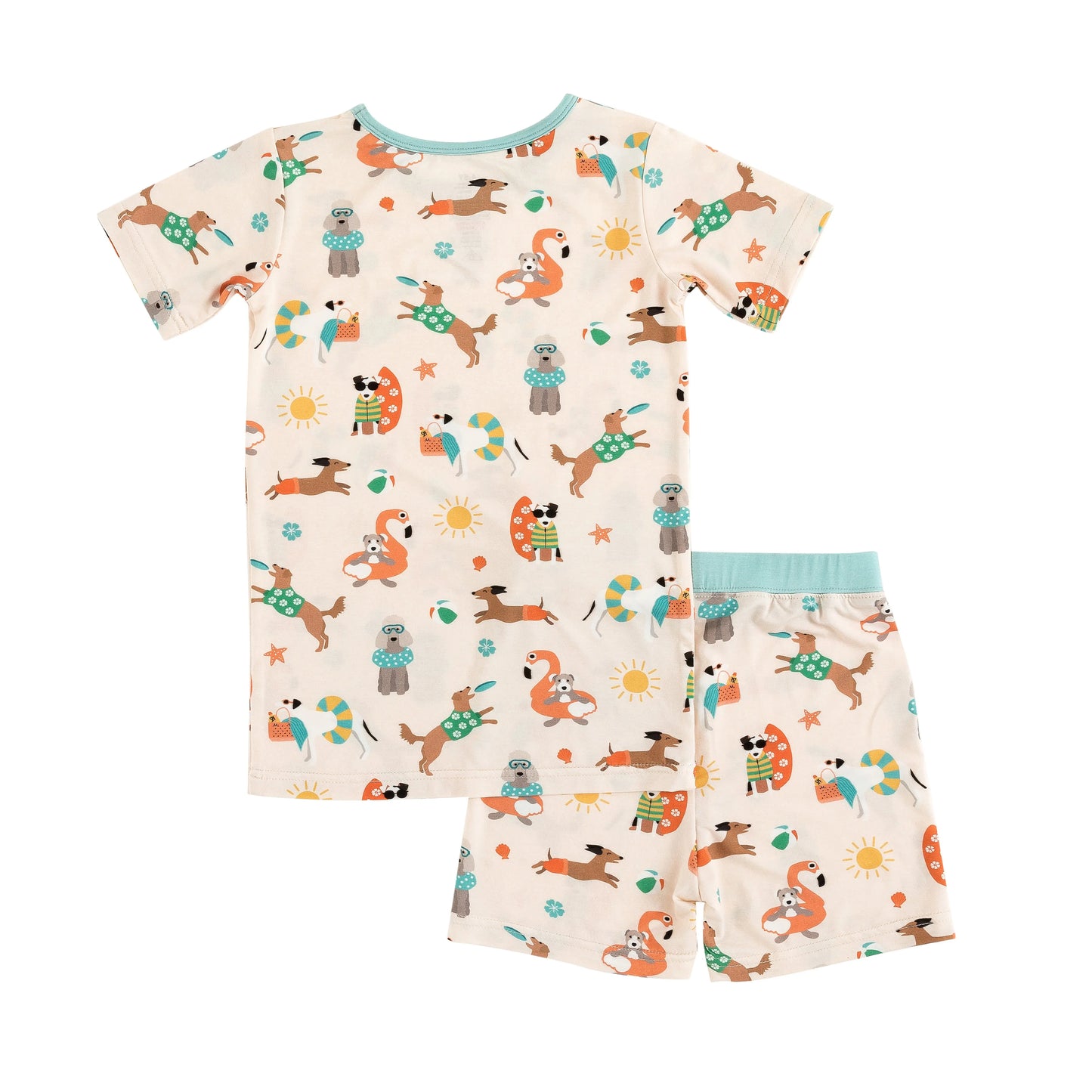 Pups in the Sun Short Pajama Set Beach Day Print for Kids Dreamlet Everetts Place: Online Boutique