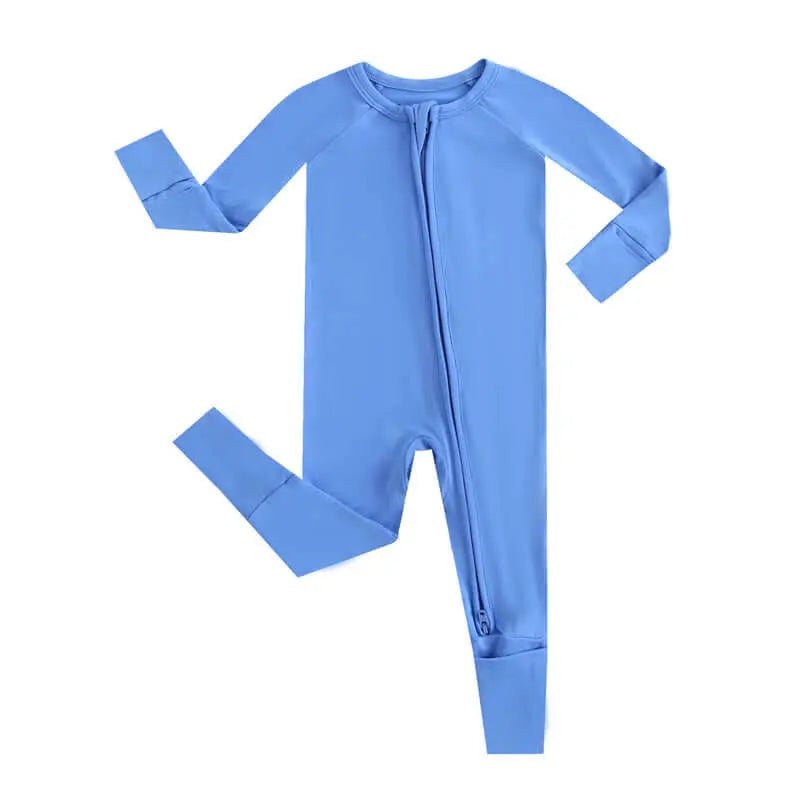 Luxie Charm Pure Blue Zippered Baby Romper - Everetts Place Boutique - 