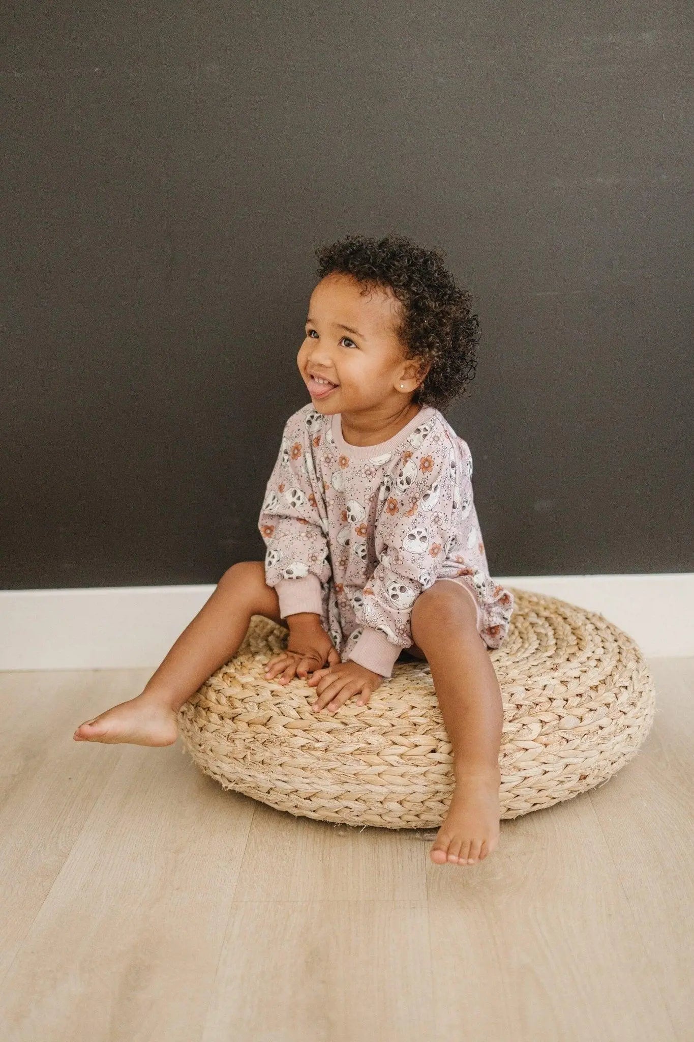Little Joy Co. Purple Floral Skulls Bamboo Bubble Romper For Baby - Apparel & Accessories > Clothing > Baby & Toddler Clothing > Baby & Toddler Outfits