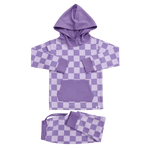 Sweet Bamboo Purple Haze Checker Hooded Jogger Set for Kids and Girls - Everetts Place Boutique - 