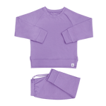 Sweet Bamboo Purple Lily Crew Neck Jogger Set For Kids With Pocket - Everetts Place Boutique - 
