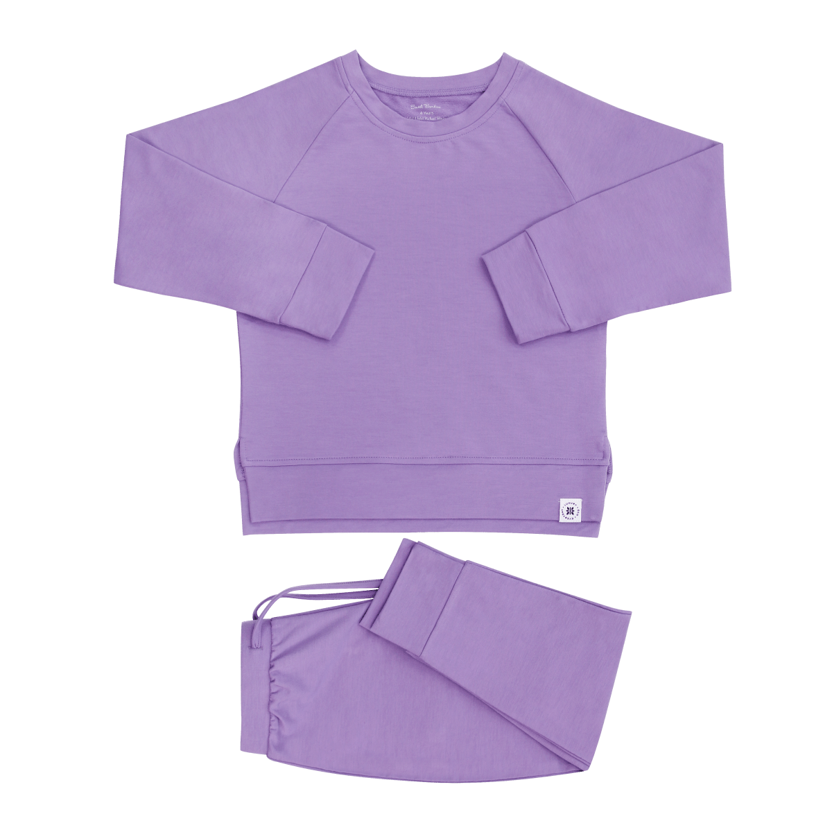 Sweet Bamboo Purple Lily Crew Neck Jogger Set For Kids With Pocket - Everetts Place Boutique - 