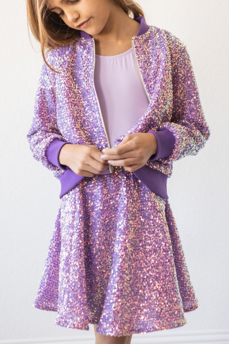 Mila & Rose ® Purple Sequin Jacket For Girls Sparkle By Mila Rose - Everetts Place Boutique - 