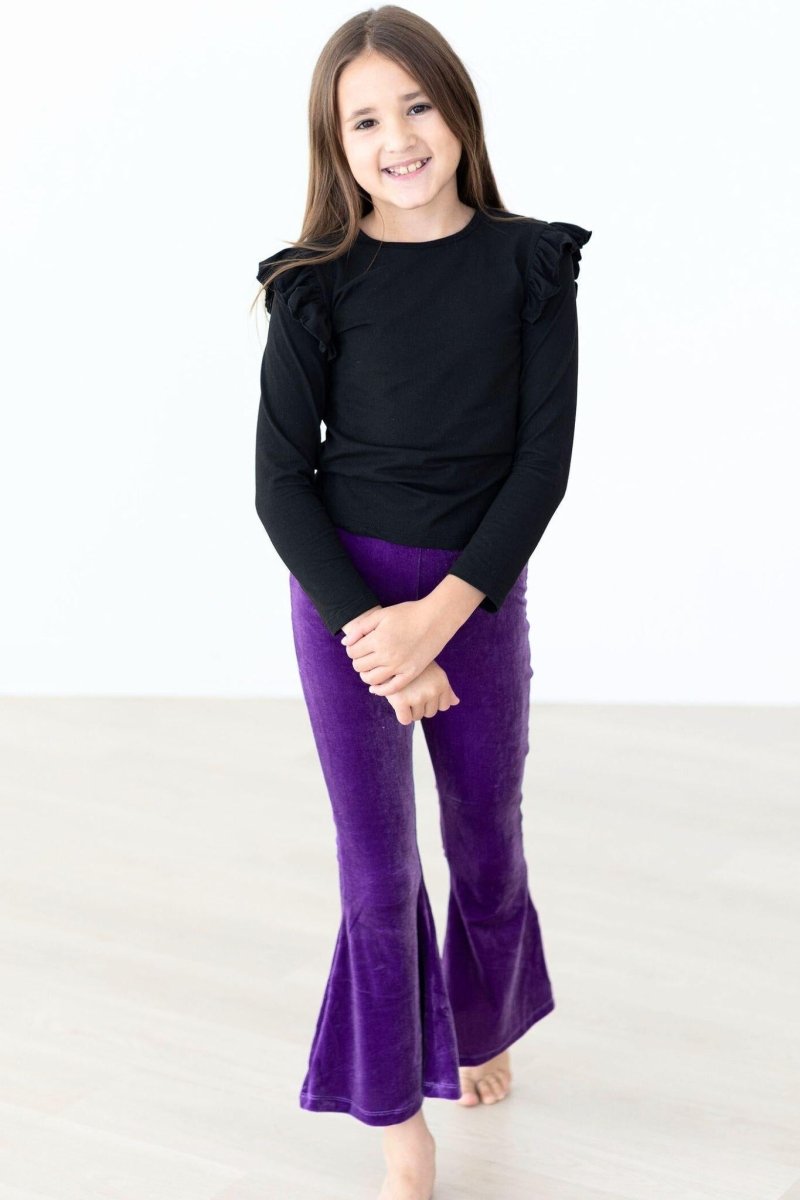Mila & Rose ® Purple Velvet Bells for Girls Classic Velvet Bell Bottoms - Everetts Place Boutique - 