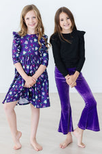Mila & Rose ® Purple Velvet Bells for Girls Classic Velvet Bell Bottoms - Everetts Place Boutique - 