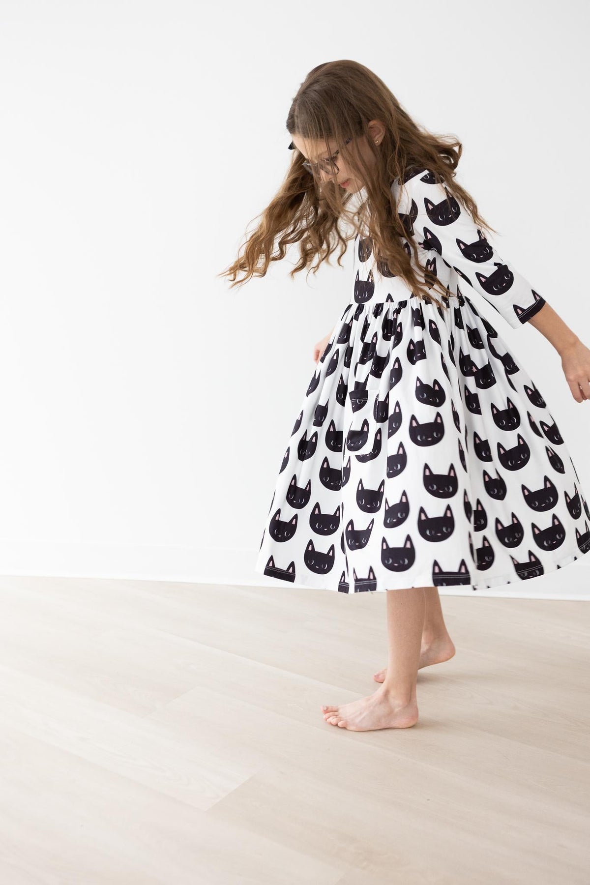 Purrfect 3/4 Sleeve Pocket Twirl Dress by Mila & Rose ® (view 2 of 4)