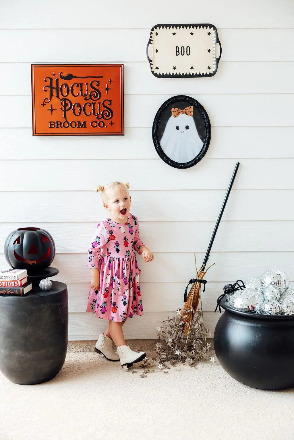 Mila & Rose ® Purrfectly Spooky Halloween Twirl Dress With Pockets - Apparel & Accessories > Clothing > Dresses Twirl Pocket Dress 3/4