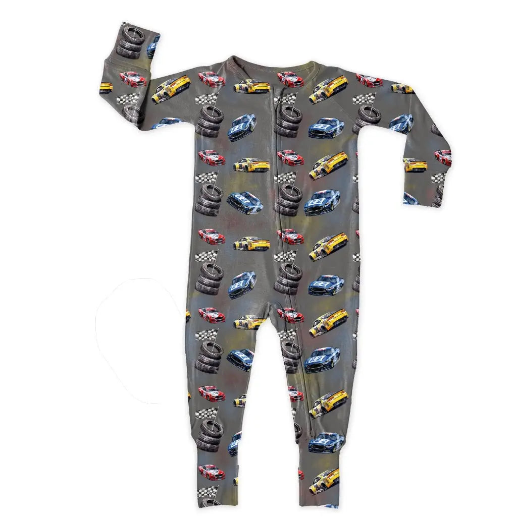 Racecar Bamboo Footie Pajamas with Two Way Zipper for Babies and Toddlers Miller & Co. 