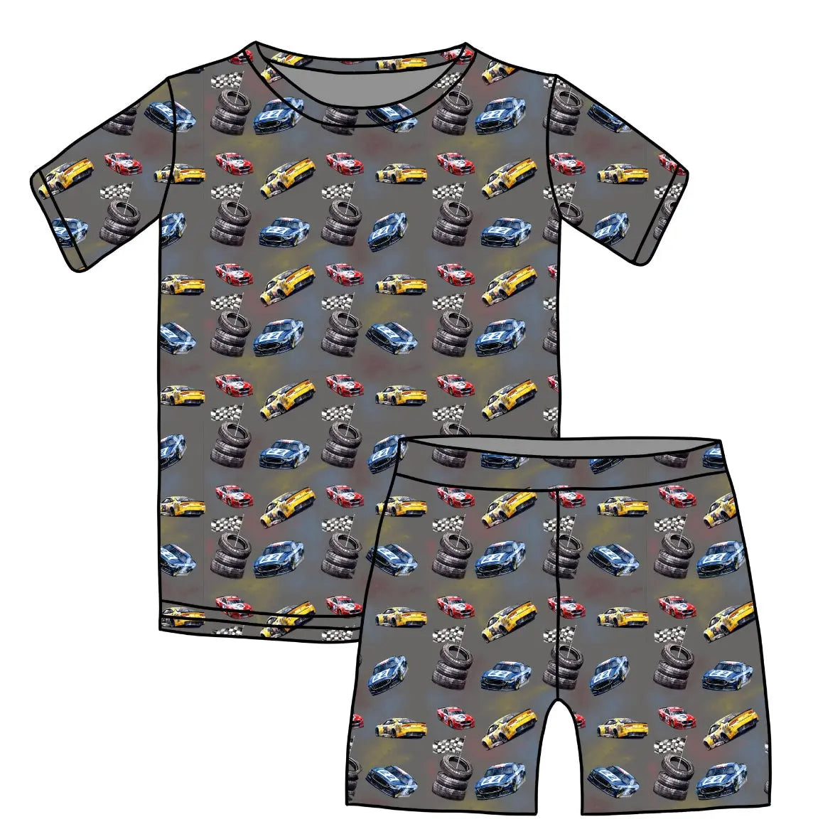 Racecar, Bamboo Two Piece Short Sleeve & Shorts Pajama Set Miller & Co. Everetts Place Boutique