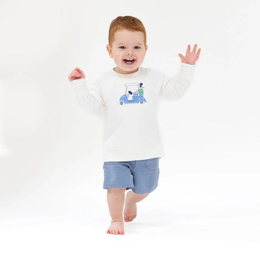 Raglan Sweatshirt With Golf Cart Chenille Applique Fall Fun Angel Dear Everetts Place: Online Boutique