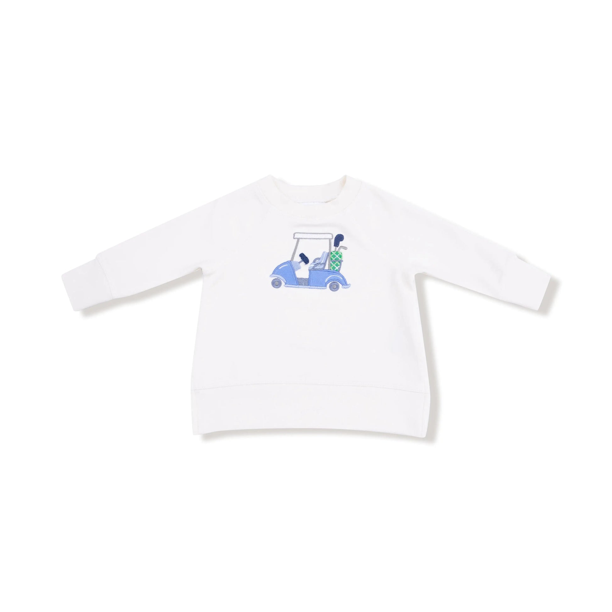 Raglan Sweatshirt With Golf Cart Chenille Applique Fall Fun Angel Dear Everetts Place: Online Boutique