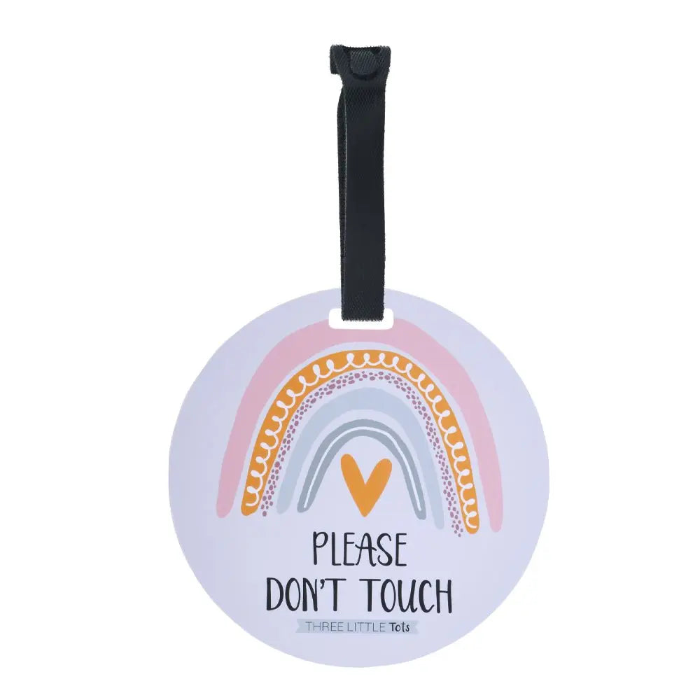 Three Little Tots Rainbow Baby No Touching Car Seat Sign Tag - 