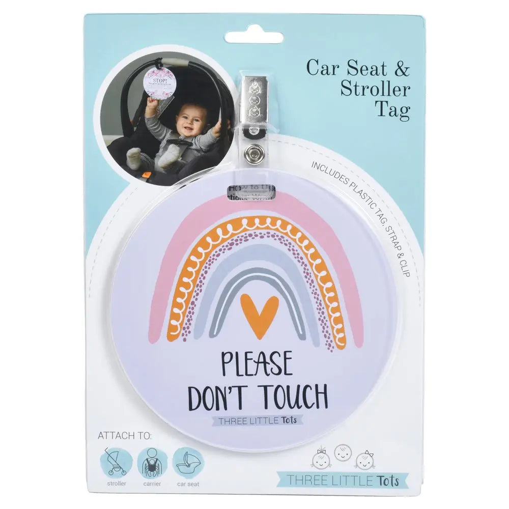 Three Little Tots Rainbow Baby No Touching Car Seat Sign Tag - 