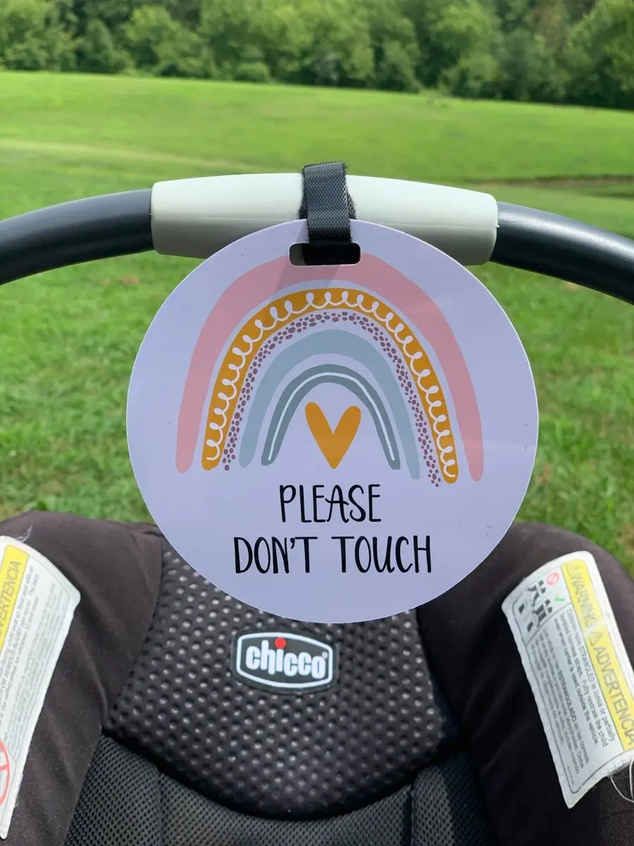 Three Little Tots Rainbow Baby No Touching Car Seat Sign Tag - 