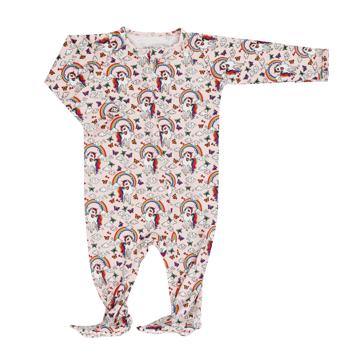 Sweet Bamboo Rainbow Bright Zipper Footie Baby Onesie With 2 Way Zip - Everetts Place Boutique - 