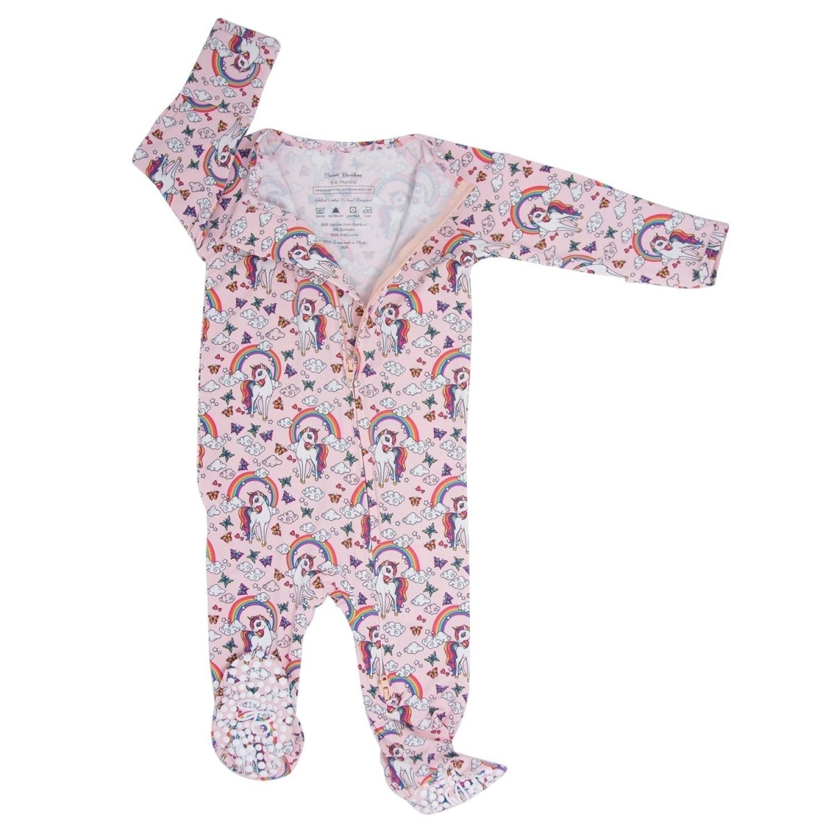 Sweet Bamboo Rainbow Bright Zipper Footie Baby Onesie With 2 Way Zip - Everetts Place Boutique - 