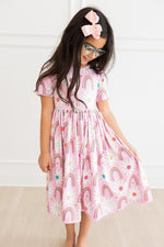 Mila & Rose ® Rainbow Daisies SS Twirl Dress for Girls Mila and Rose - Everetts Place Boutique - 