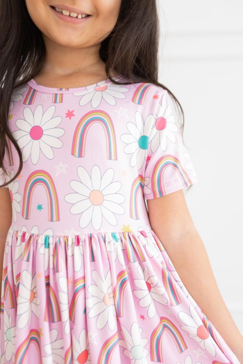Mila & Rose ® Rainbow Daisies SS Twirl Dress for Girls Mila and Rose - Everetts Place Boutique - 