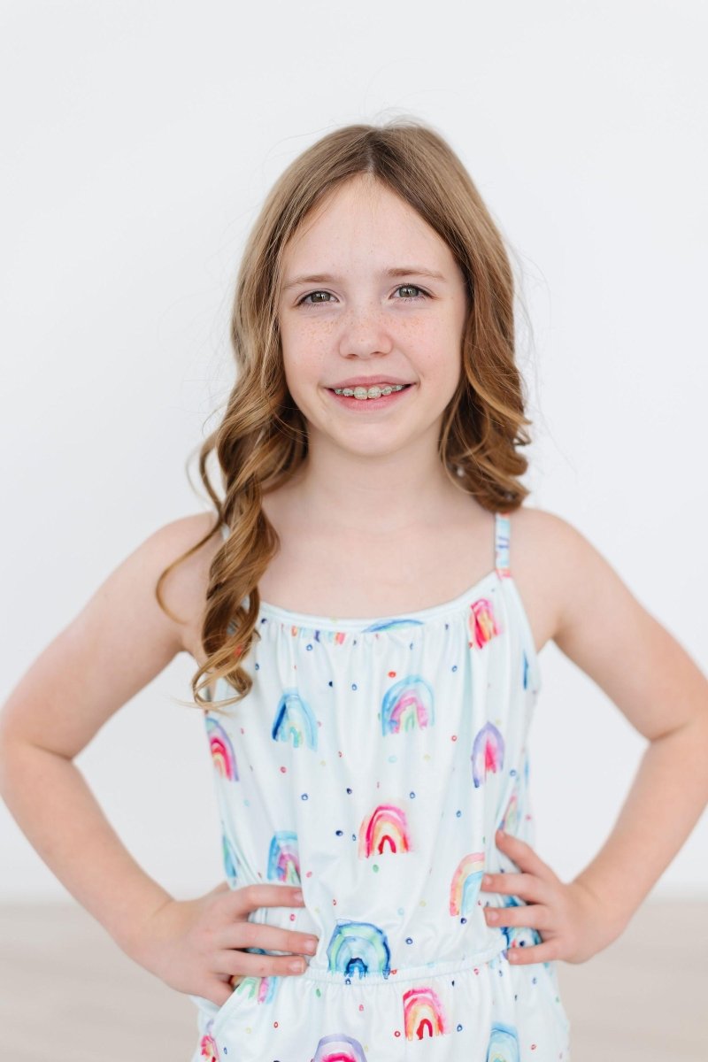 Mila & Rose ® Rainbow Grooves Strappy Play Romper For Kids Mila And Rose - Everetts Place Boutique - 
