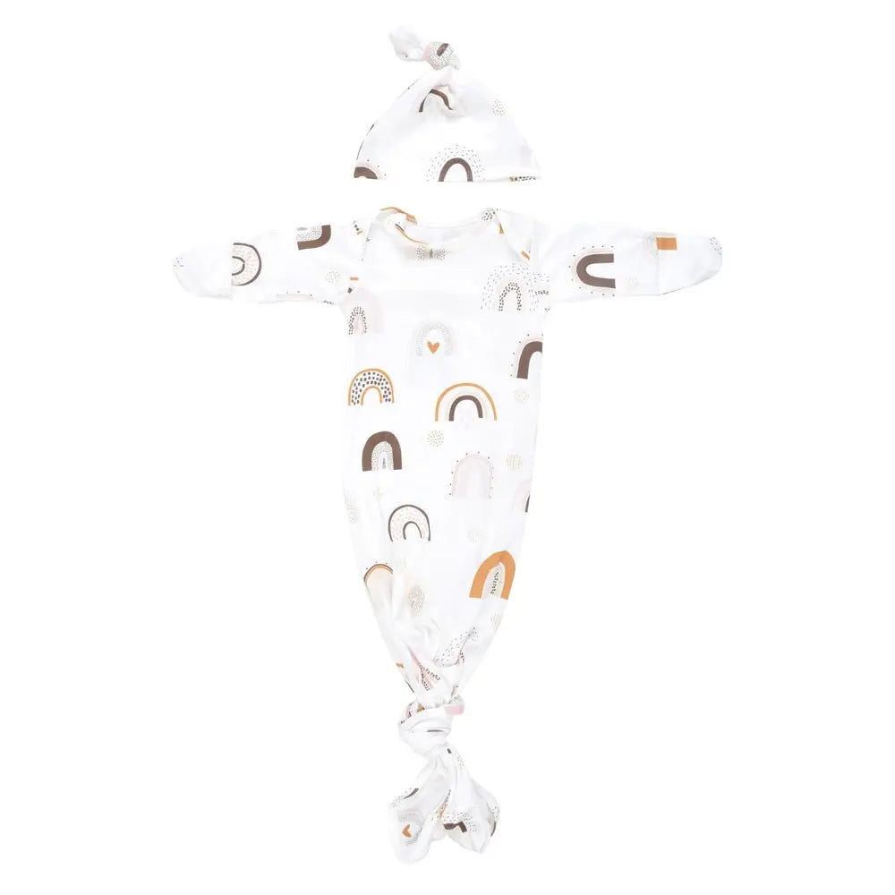 Three Little Tots Rainbow Newborn Knotted Baby Gown - 