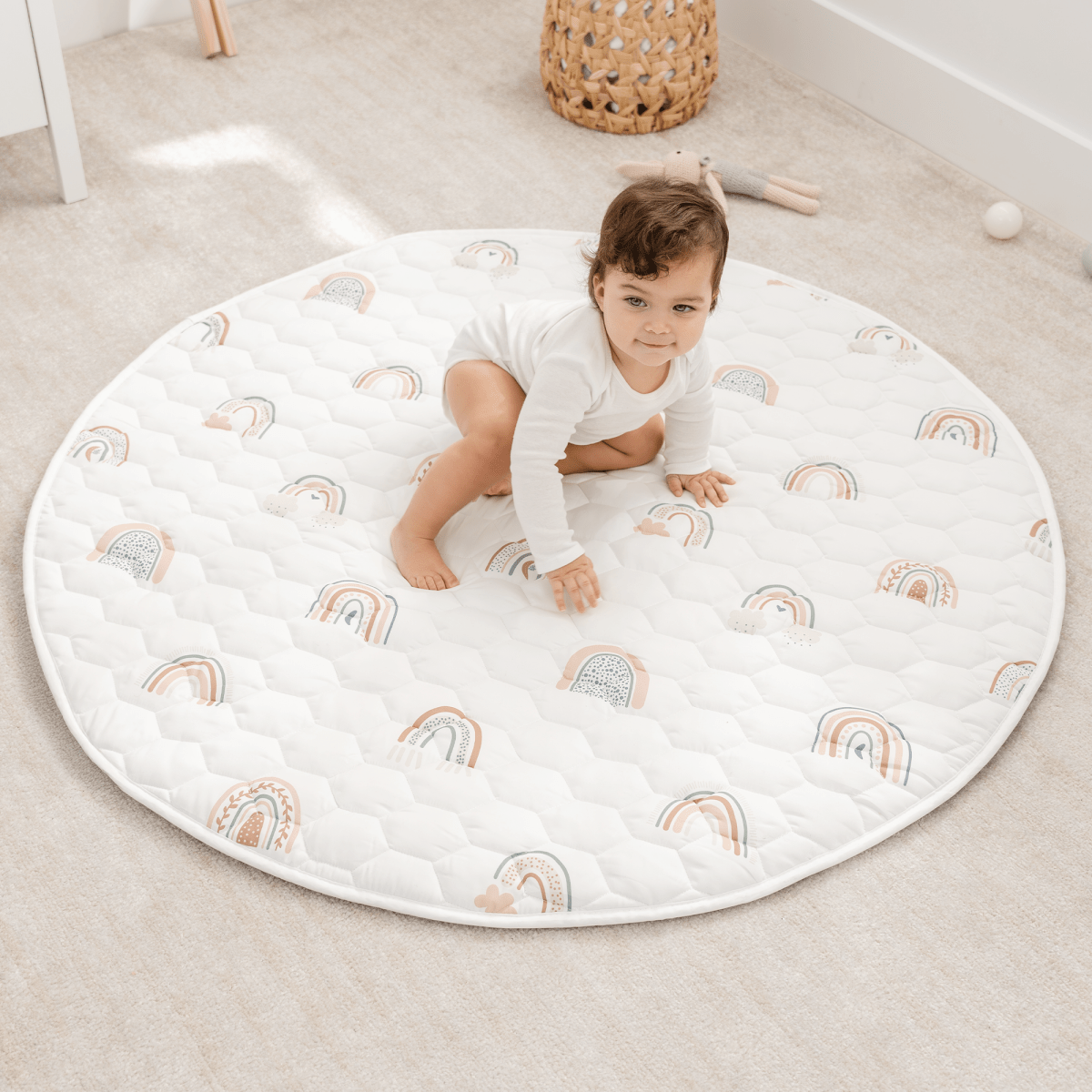 Comfy Cubs Rainbow Play Mat With Non Slip Bottom For Baby Crawling - Everetts Place Boutique - 