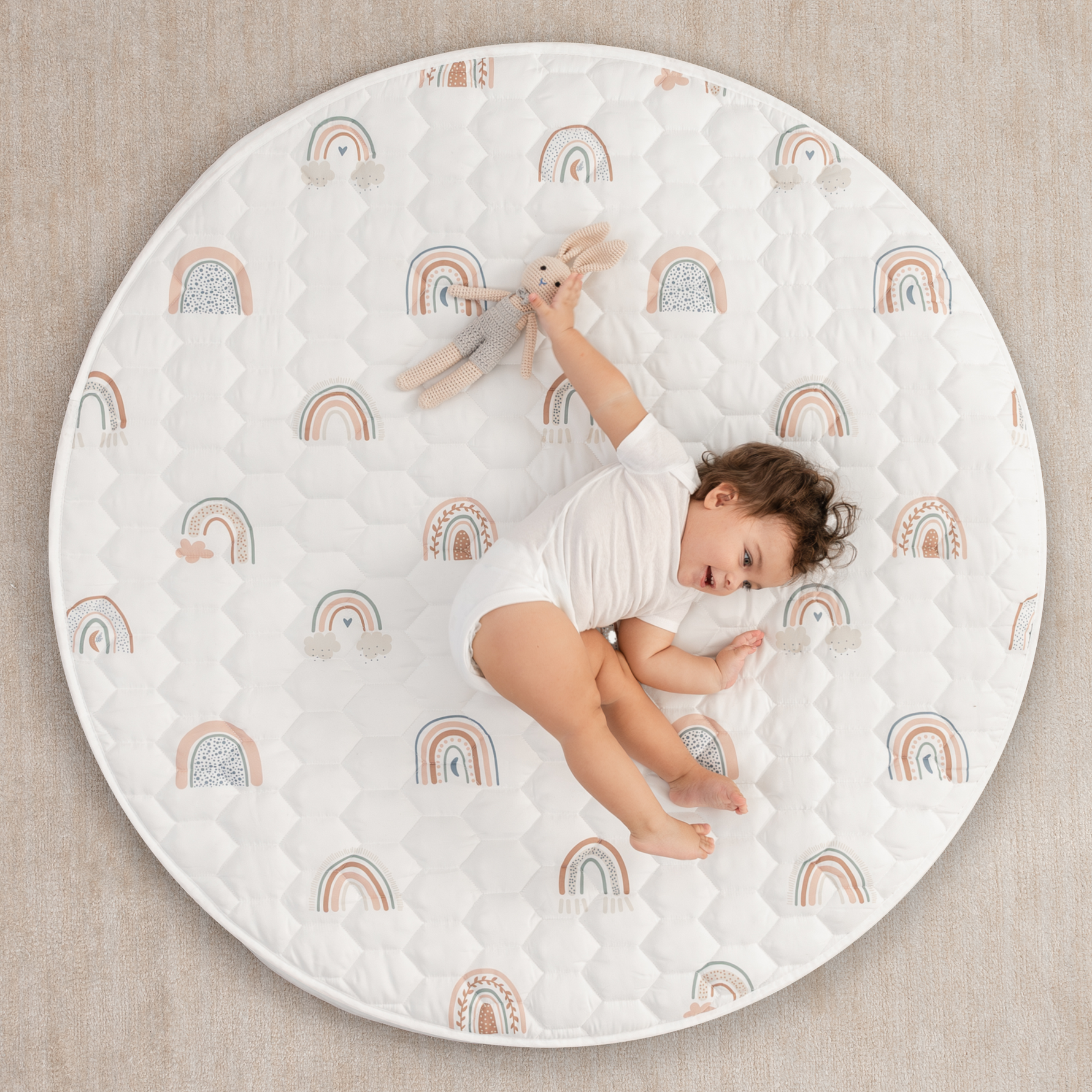 Rainbow Play Mat With Non Slip Bottom For Baby Crawling Comfy Cubs Everetts Place: Online Boutique