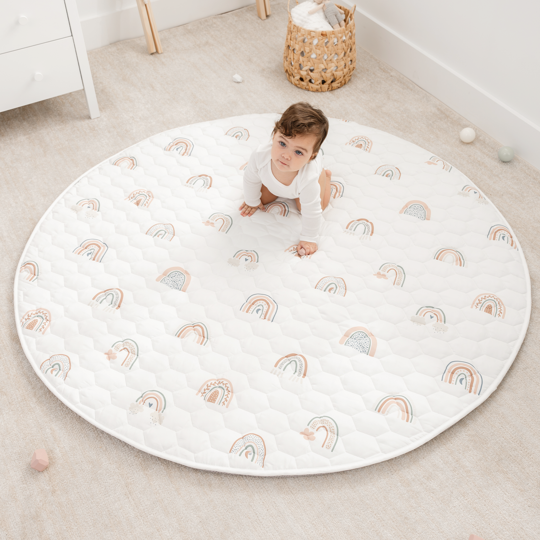 Rainbow Play Mat With Non Slip Bottom For Baby Crawling Comfy Cubs Everetts Place: Online Boutique 46.99
