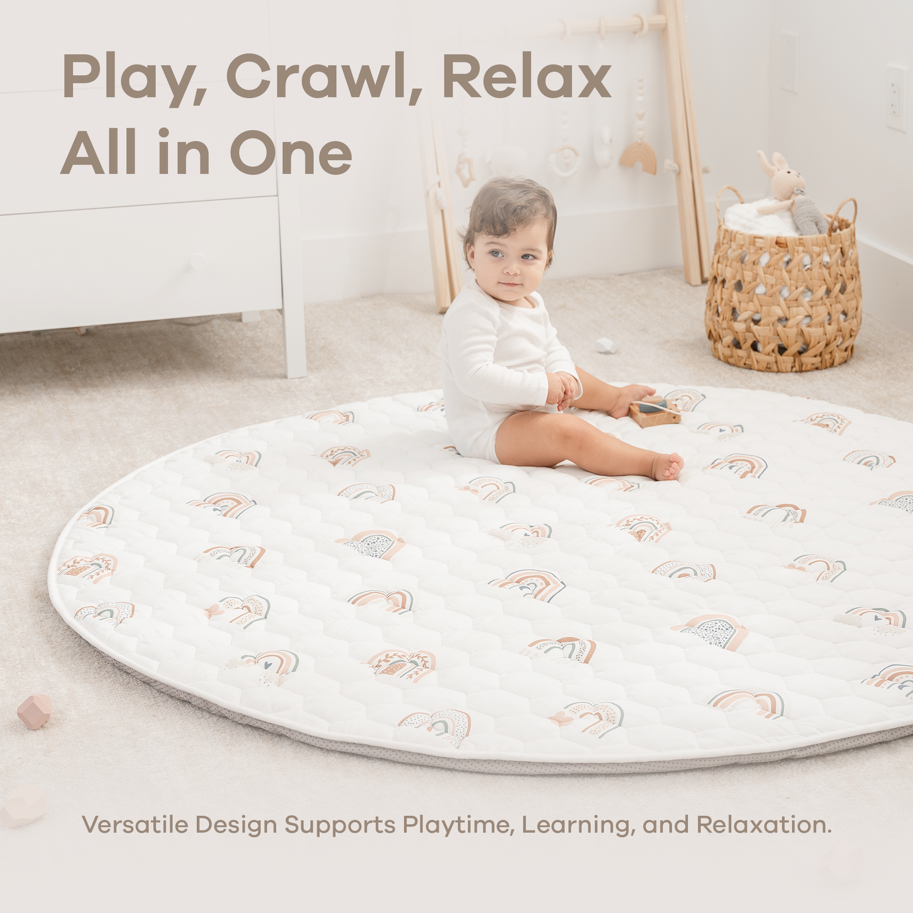 Rainbow Play Mat With Non Slip Bottom For Baby Crawling Comfy Cubs Everetts Place: Online Boutique