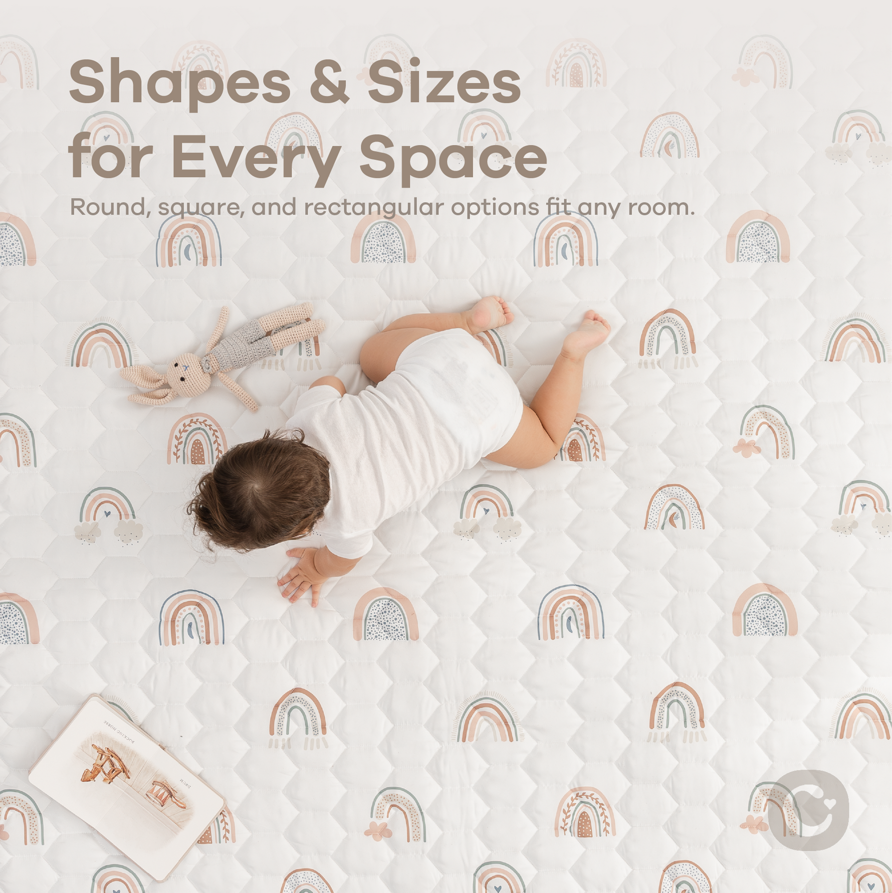 Rainbow Play Mat With Non Slip Bottom For Baby Crawling Comfy Cubs Everetts Place: Online Boutique