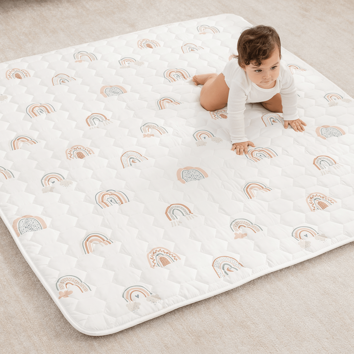 Comfy Cubs Rainbow Play Mat With Non Slip Bottom For Baby Crawling - Everetts Place Boutique - 
