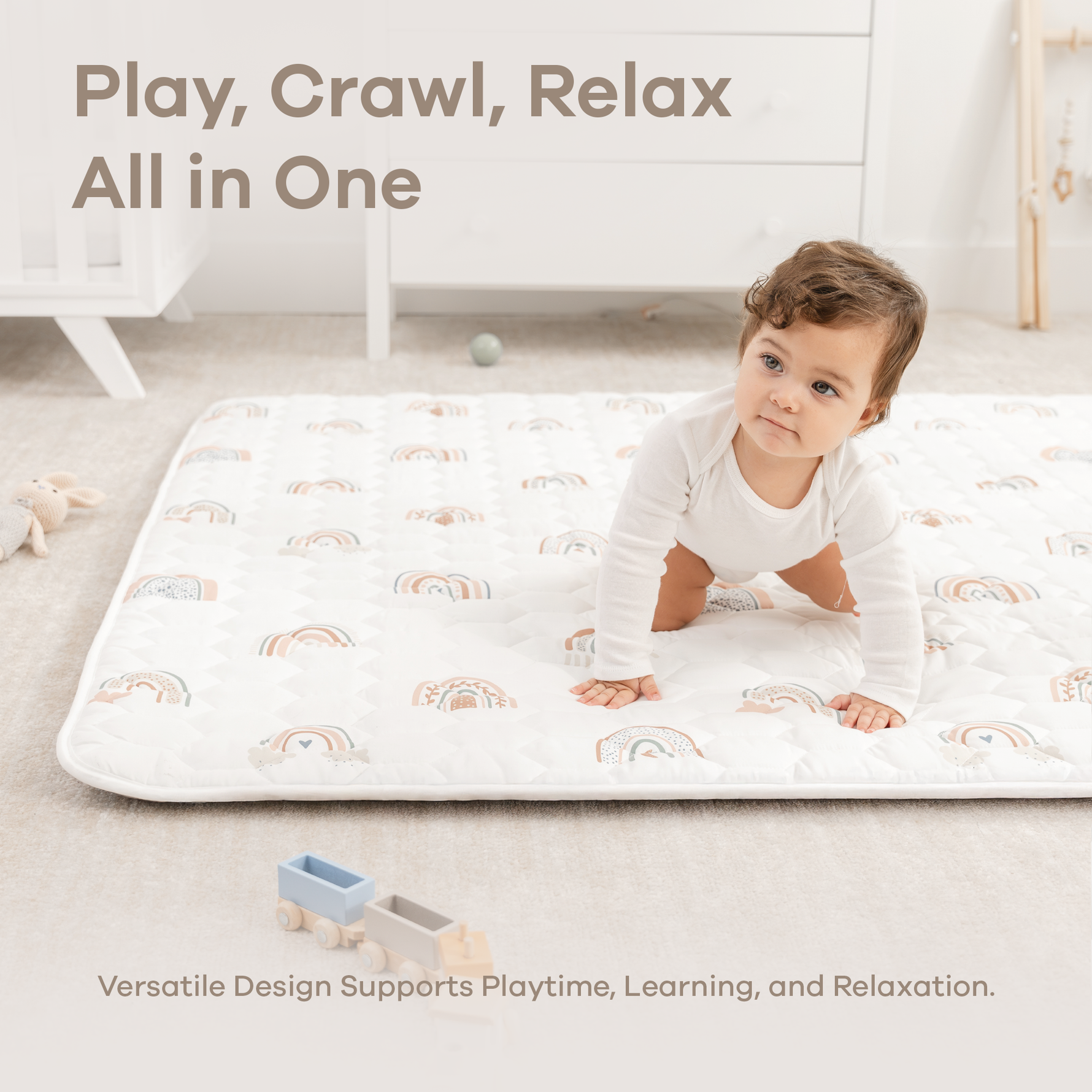 Rainbow Play Mat With Non Slip Bottom For Baby Crawling Comfy Cubs Everetts Place: Online Boutique